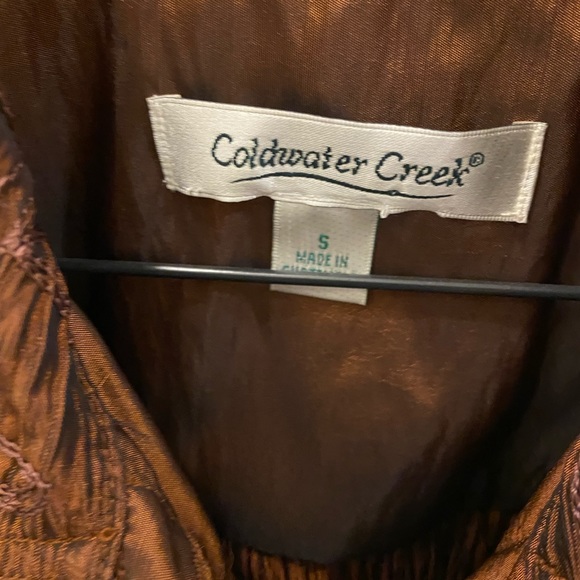 Coldwater Creek Ladies Brown Embroidered Button Down Crop Jacket - S - EUC - Picture 3 of 9